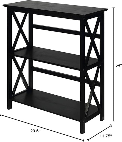 Casual Home Montego 3-Shelf Bookcase, Black (New)