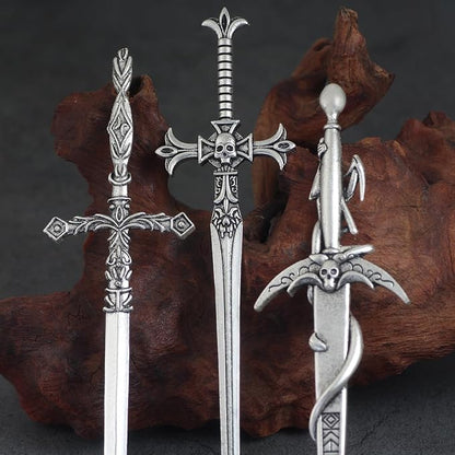 3Pcs Sword Hair Pins - Renaissance Medieval Gothic Hair Sticks for Women, Vintage Metal Hair Chopsticks for Bun Updo, Renaissance Accessories Medieval Accessories