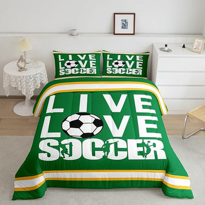Football Bedding Set Full Size Rugby Sports Comforter Set for Kids Boys Girls Decor Soccer Ball Game Comforter Gift for Football Lover Duvet Set Bedroom Quilt Set