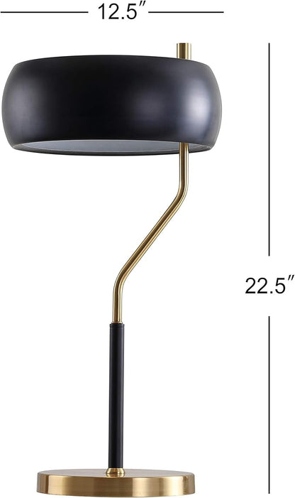 JONATHAN Y JYL6008A Oskar 22.5" Moody Metal LED Desk Lamp Contemporary Glam Minimalist Bedside Desk Nightstand Lamp for Bedroom Living Room Office College Bookcase LED Bulb Included, Black/Brass Gold