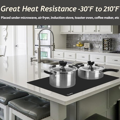 Extra Large Silicone Mat Kitchen Counter Heat Resistant Table Mat 36" x 24" | Place Mats, Countertop Protector , Thick Placemats Washable Silicone Mats for Kitchen Counter Dining Table Mat, Black , Sapid