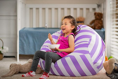 Wekapo Stuffed Animal Storage Bean Bag Chair Cover for Kids | Stuffable Zipper Beanbag for Organizing Children Plush Toys Large Premium Cotton Canvas