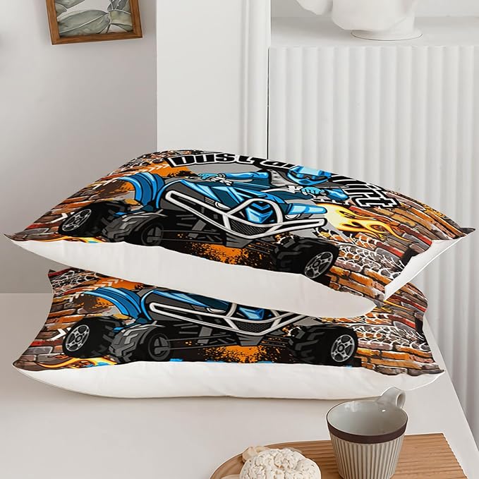 Axolotl Quad Bike Bedding Set Full,Dirt Bike Comforter Set,Extreme Sports Bedding Set,Sports Theme Comforter Set,Tractor Truck Bedding,Motorcycle Comforter for Kids Boys Teens,1 Quilt 2 Pillowcases