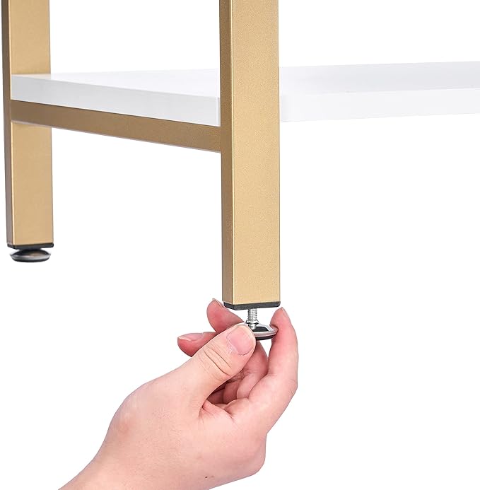 BEWISHOME 3 Tier Bookshelf, Modern Small Book Shelf for Small Spaces, White Gold Wooden Shelves for Bedroom Living Room and Home Office, 13.78" D x 24.12" W x 37.09" H, JCJ42M