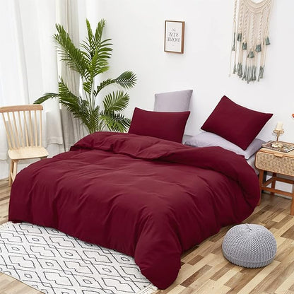 Burgundy Comforter Set Cal King Size Dark Red Bedding Set Pure Burgundy Beddig Soft Durable Quilt Set Women Durable Lightweight Plain Burgundy Blanket Men Breathable Dark Red Bed Comforter Set