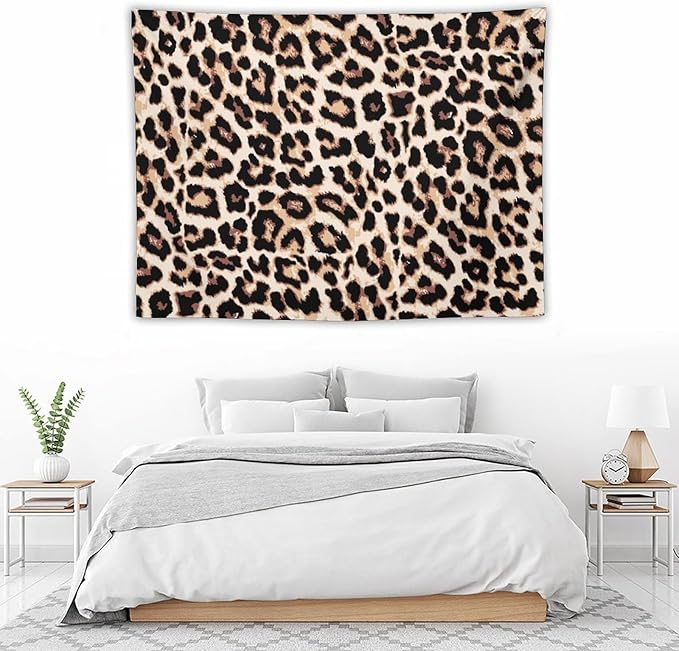 HZOHNAGO Leopard Print Tapestry Rustic Brown Leopard Wild Animal Printed Wall Tapestry Painting Wall Hanging for Bedroom Living Room Dorm 40" W x 30" H