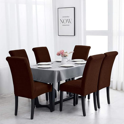 Joccun Chair Covers for Dining Room Set of 6,Dining Chair Slipcovers Stretch Dining Room Chair Covers Seat Protector,Washable Parsons Chair Cover for Home,Hotel(Chocolate,6 Pack)