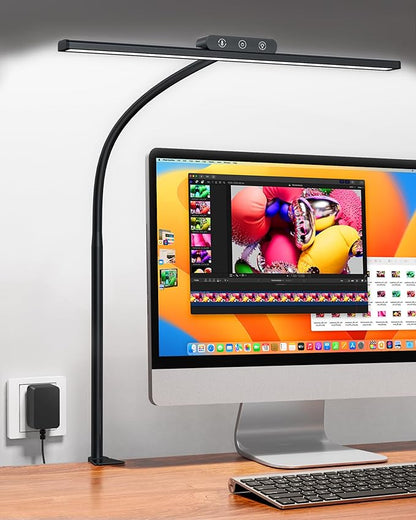 EppieBasic Desk Lamp, Architect Desk Lights for Home Office, Eye Care Led Desk Lamps with Clamp Dimmable & 4 Color Modes, 24V Bright Table Lamp Office Lighting for Working Reading Study