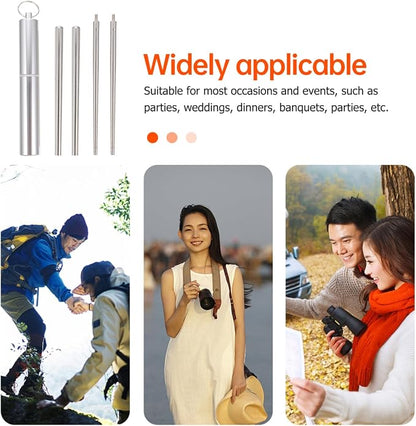 1 Set Folding Chopsticks Travel Utensils with Case Stainless Steel Tableware Retractable Chopsticks Chinese Outdoor Cutlery 304 Stainless Steel Foldable Student Noodle