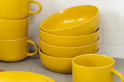 10 Strawberry Street Wazee Matte Coupe Dinnerware, Bowl, Yellow, Set of 6