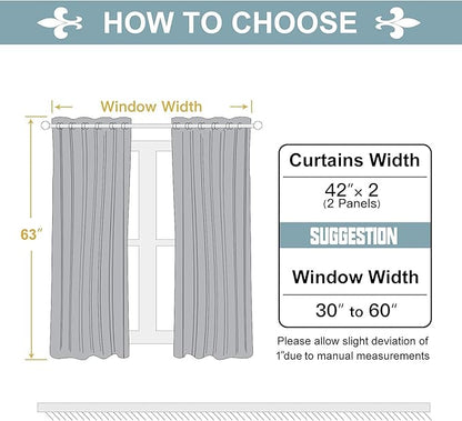ChrisDowa Grommet Blackout Curtains for Bedroom and Living Room - 2 Panels Set Thermal Insulated Room Darkening Curtains (Dark Grey, 42 x 63 Inch)