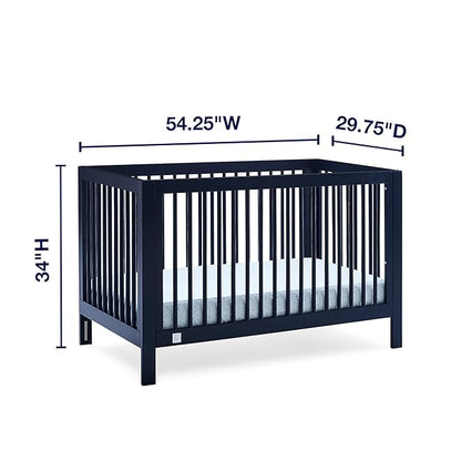 babyGap by Delta Children Charlie 6-in-1 Convertible Crib TrueSleep Crib and Toddler Mattress (Bundle), Navy