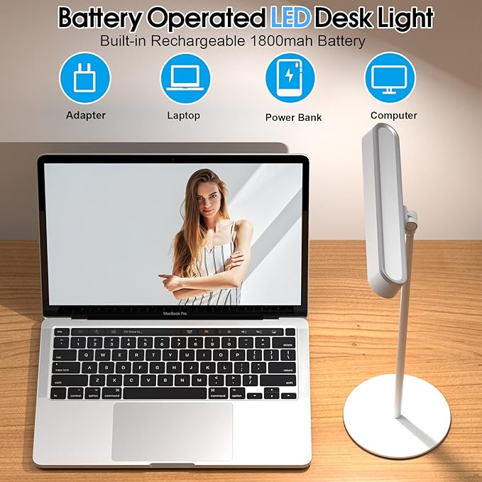 Desk Lamp, Full Dimmable LED, Magnetic, Rechargeable, Eye Caring, 180° Adjustable, USB Charging, LAMP for Home Office, Study Dorm School Students College Gift