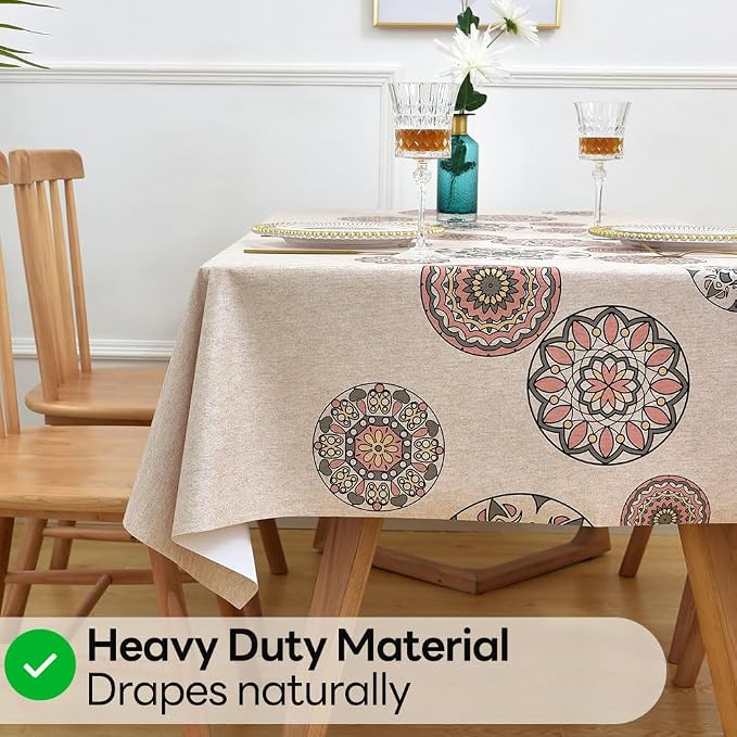 Wipeable Waterproof Tablecloth Vinyl Tablecloths for Rectangle Tables Heavy Duty PVC Tablecloth for Kitchen Dining Table(Flowers-2, 54'' x 54'')