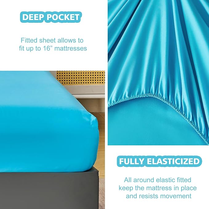 URBONUR Full Size Comforter Set for Girls Purple Blue Mermaid Tail Fish Scales Girls Bedding Set 6 Pcs Bed Sets with Comforter and Sheet Set, Soft All Season Bed in a Bag