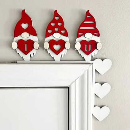 2025 New Year Gift - Cute Metal Door Topper Love You Bye Over Door Frame Decor Corner Sign Black Ornaments Wood Decorations Funny Christmas (Gnomes with Hearts)