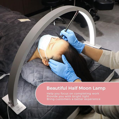 Charme Princesse 30in Half Moon Lamp 48W Half Moon Nail Desk Lamp 1600 Lumen LED Lash Light 3 Color Temperature Lash Lamp for Lashes Eyelash Extensions Tattoo Skin Care (White) M18S-12-US