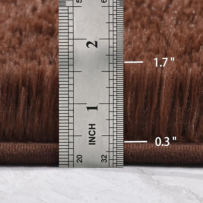 4x6 Large Area Rugs for Living Room, Super Soft Fluffy Modern Bedroom Rug, Brown Coffee Indoor Shag Fuzzy Carpets for Girls Kids Nursery Room Home Decor