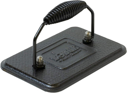 Lodge LPGI3 Cast Iron Reversible Grill/Griddle, 20-inch x 10.44-inch, Black & LGP3 Rectangular Cast Iron Grill Press, Pre-Seasoned, 6.75-inch x 4.5-inch