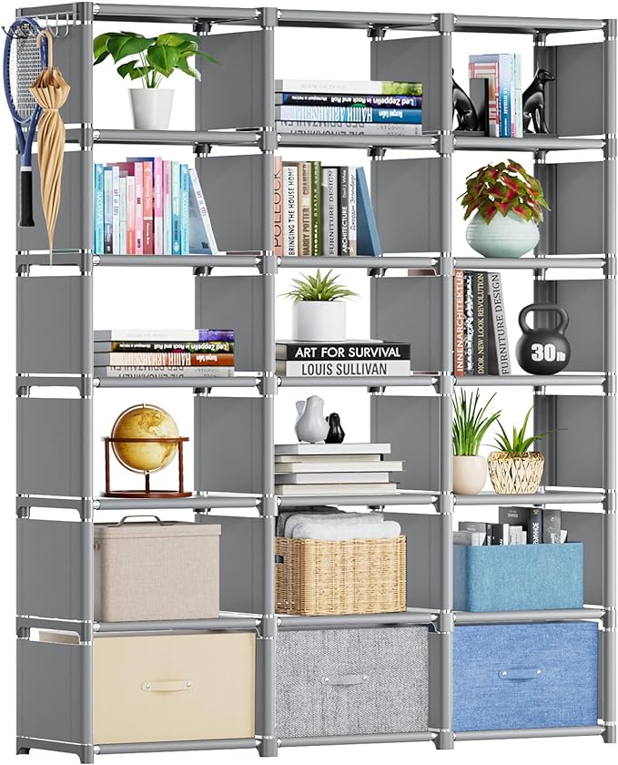Mavivegue Book Shelf, 18 Cube Storage Organizer, DIY Bookcase, Metal Cube Bookshelf, Cubbies Closet Storage Organizer Shelves for Bedroom,Living Room,Home,Office
