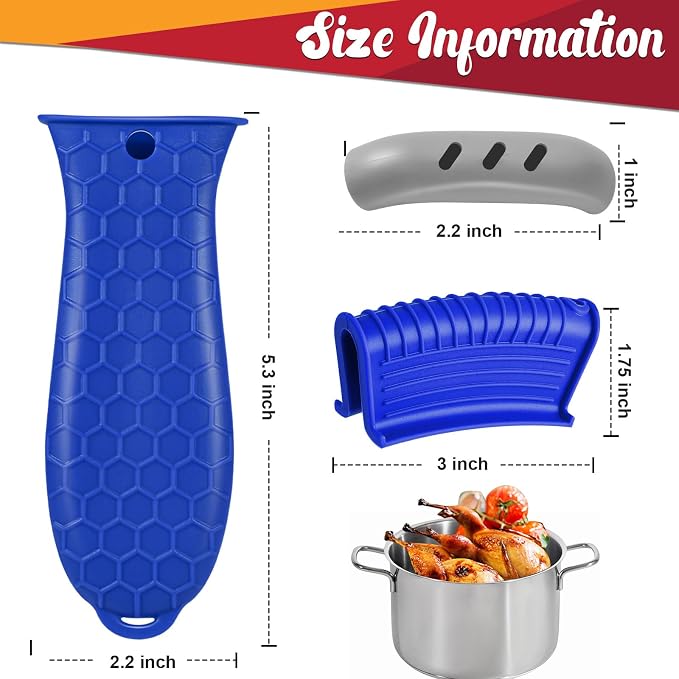 5pcs Cast Iron Handle Cover, Silicone Hot Handle Holder | Heat Resistant Cast Iron Skillet Covers Potholder for Frying Pans and Griddles Kitchen Supplies under 400℉