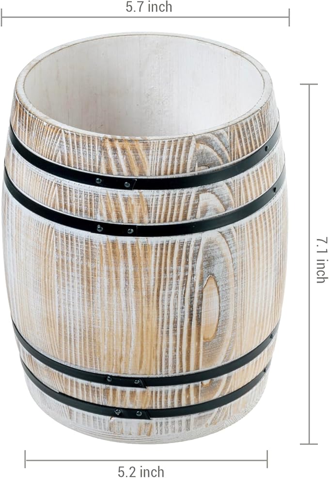MyGift Whitewashed Wood Wine Barrel Kitchen Utensil Holder Crock | Vintage wine barrel design adds rustic charm while keeping cooking utensils organized and accessible on kitchen counters