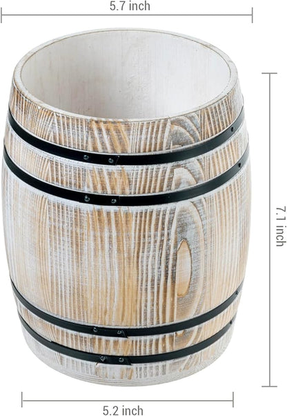 MyGift Whitewashed Wood Wine Barrel Kitchen Utensil Holder Crock | Vintage wine barrel design adds rustic charm while keeping cooking utensils organized and accessible on kitchen counters