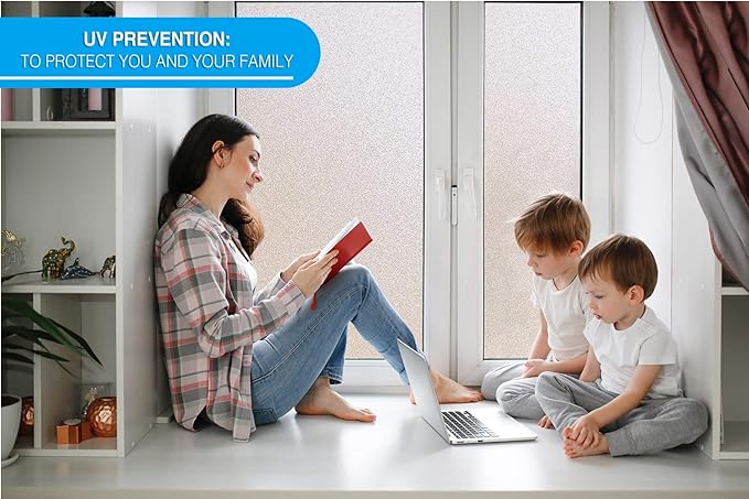 Privacy Window Film: Translucent Static Cling Treatment for Home Security and Decorative Frosted Glass Effect - No Residue, Heat Control, UV Prevention, Easy Removal (Winter Frost, 36 x 72 inches)