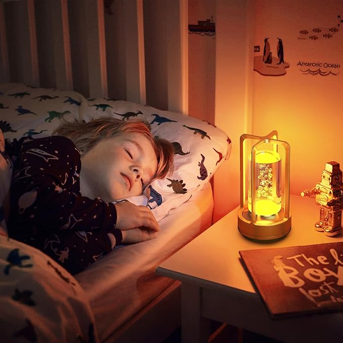 Portable Table Lamp for Outdoor Indoor: Cordless Rechargeable Desk Lamp with 3 Color Stepless Dimmable - Metal Battery Operated Small Lantern Light for Restaurant/Bedroom/Bar/Coffee Shop/Camping
