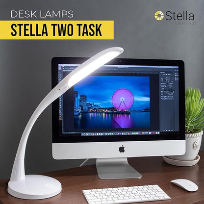 Stella Two Premium 11W LED Desk Task Lamp, Dimmable, Custom Color Temperature, Adjustable, and Remote Controlled Modern Desk Lamp for Living Room, Bedroom, and Office Lighting