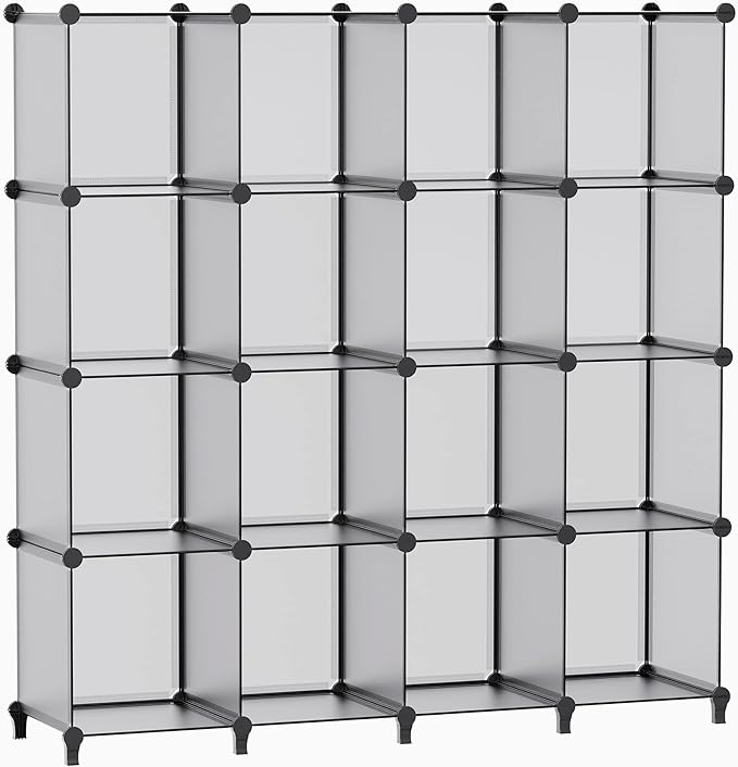 HOMIDEC Book Shelf 16 Cubes Bookcase Bookshelf Cube Storage Organizer Portable Display Bookshelf Kids Bookshelf Book Case for Study Room,Bedroom,Office,Living Room,Closet (47.2x11.8x47.2 inch)