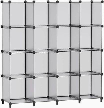 HOMIDEC Book Shelf 16 Cubes Bookcase Bookshelf Cube Storage Organizer Portable Display Bookshelf Kids Bookshelf Book Case for Study Room,Bedroom,Office,Living Room,Closet (47.2x11.8x47.2 inch)