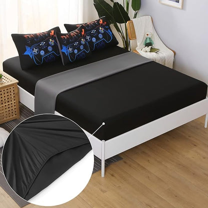 JQinHome Twin Gaming Comforter Sets for Boys,6 Piece Bed in A Bag 3D Video Game Bedding -All Season Soft Microfiber Gamer Bedding Sets for Kids, Pillowcase, Flat Sheet, Fitted Sheet,Cushion Cover