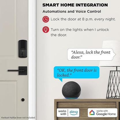 Kwikset Halo Wi-Fi Smart Lock, Keyless Entry Front Door Touchscreen Deadbolt, Matte Black Finish, Grade AAA Certified, UL Listed, Easy Install No Hub, App Control, Digital Remote Lock