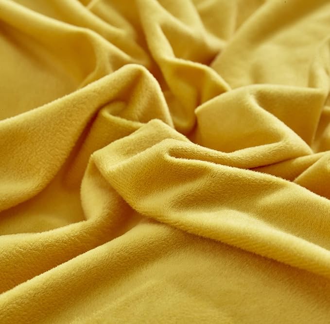 Wellboo Mustard Velvet Comforter Sets California King Women Turmeric Yellow Fluffy Bedding Comforters Cal King Teen Girls Dark Yellow Plush Quilts Soft Warm Winter Flannel Blankets Solid Yellow Bed