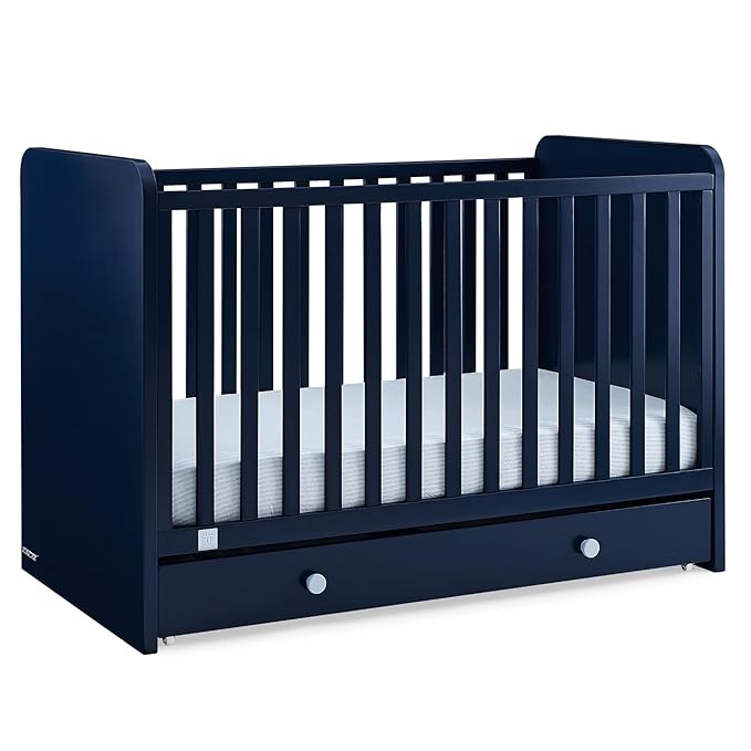 GAP babyGap Graham 4-in-1 Convertible Crib with Storage Drawer - Greenguard Gold Certified, Navy/Light Blue