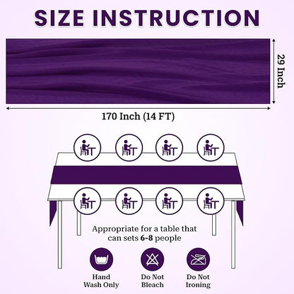 Pack of 5 | Purple | 14ft Chiffon Table Runner 29x170 Inches Long Romantic Rustic Sheer Gauze Runner for Wedding Bridal Shower Birthday Banquets Engagement Spring Easter Boho Decorations