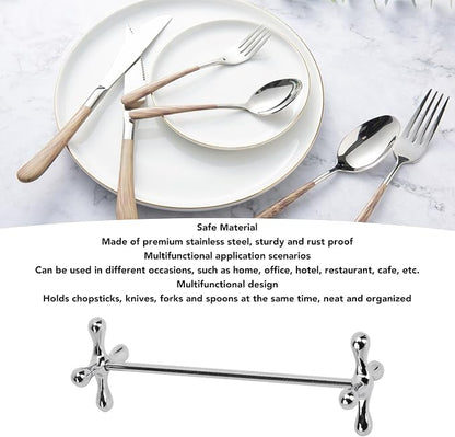 4Pcs Metal Chopsticks Rest Set, Stable Prevent Slip Multifunctional Knife and Chopstick Holder Stainless Steel Chopsticks Rest Pillow for Spoons Forks Knifes