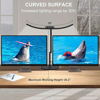 Led Desk Lamp for Home Office, Architect Curved Desk Lamp with Base Bright 1000LM Adjustable Desk Light Dimmable Touch Tall Table Light with 3 Rotatable Joints for Computer Workbench