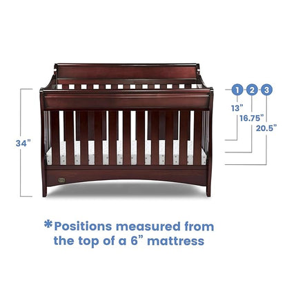 Delta Children Bentley S Series 4-in-1 Convertible Baby Crib, Black Cherry Espresso
