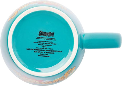 Silver Buffalo Scooby Doo Group Mystery Machine Flowers, Ceramic Mug, 25oz | Jumbo Curved, 0.74 Liters