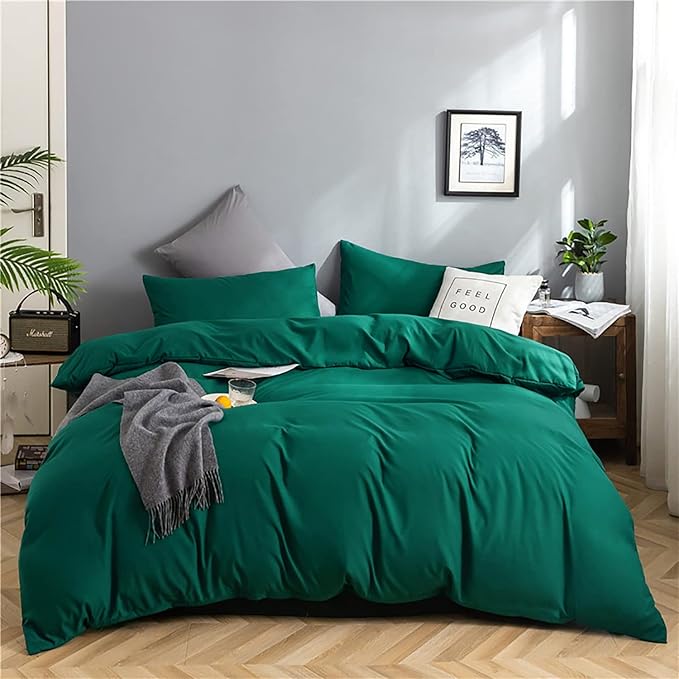 Green Comforter Set Queen Dark Green Bedding Set Soft Lightweight Pure Emerald Green Comforter Men Women Durable Green Queen Blanket Breathable Green Comforter Set Solid Green Bed Comforter