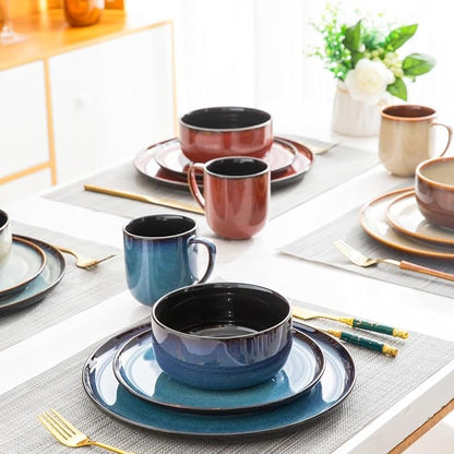 LERATIO 12OZ Ceramic Coffee Mugs Set of 6, Large Porcelain Coffee Cups With Large Handle For Latte,Cappuccino,Milk,Cocoa,|Dishwasher&Microwave Safe Mug Sets,Ideal for Man,Woman,Dad, Mom-Mixing