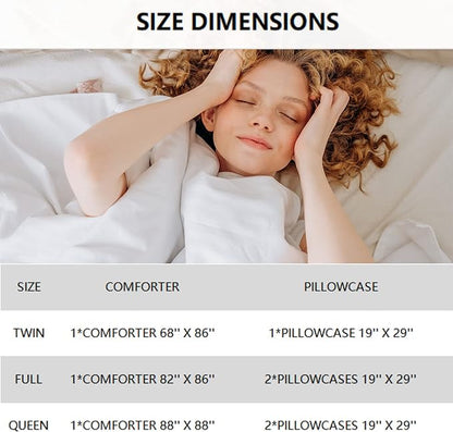 Mushroom Comforter for Girls Boys Teen, Cartoon Fungus Bedding Set Full Size, Cute Plants Pattern Black Comforter Set Soft Breathable Microfiber Quilt for All Season 3Pcs with Pillowcases