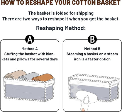Large Shallow Organizing Baskets 15x11x5.1 Inches - Rope Woven Storage Bins for Bathroom, Shelves, Cube Closet, Mixed Brown 2 Packs