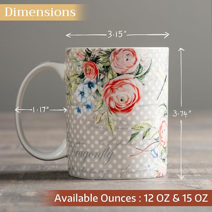 Maison d' Hermine Coffee Mug with Handles Tea Cups (12 Ounce, Pack of 2) | Fine Bone China Coffee Mugs for Hot Beverages Cappuccino Latte Home Restaurant Hotel Spring Summer -Champ De Mars