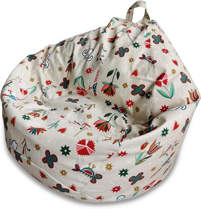 YuppieLife Stuffed Animal Storage Bean Bag Chairs Canvas Cover for Kids(No Filling)/Machine Washable and Durable Toddler Bean Bag Sofa Cover for Room Decor (kid painting, 38”)