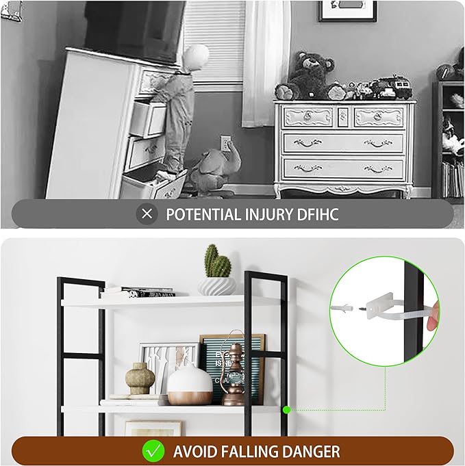 Shintenchi 2 Pieces 5 Tiers Bookshelf, Classically Tall Bookcase Shelf, Industrial Book Rack, Modern Book Holder in Bedroom/Living Room/Home/Office, Storage Rack Shelves for Books/Movies-White