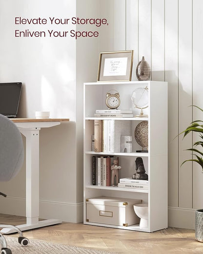 VASAGLE Bookshelf, 23.6 Inches Wide, 4-Tier Open Bookcase with Adjustable Storage Shelves, Floor Standing Unit, Cloud White ULBC164T14