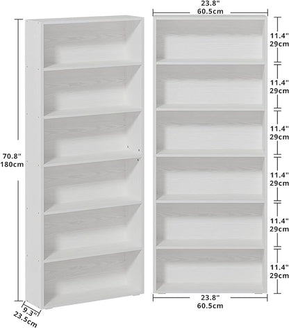 IRONCK Bookshelves and Bookcases Set of 2 Floor Standing 6 Tier Display Storage Shelves 70in Tall Bookcase Home Decor Furniture for Home Office, Living Room